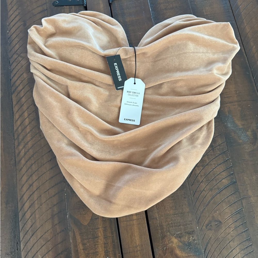 Express Body Contour Velour Camel Ruched Top